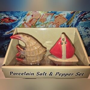 NWat's Mary Rich Company Fish & Sailboat Salt & Pepper Shakers